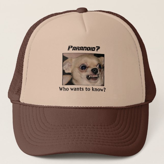Paranoid Chihuahua behielt eine Cap on Truckerkappe (Vorderseite)