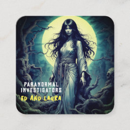 Paranormal Investigator Spuk Ghost Quadratische Visitenkarte