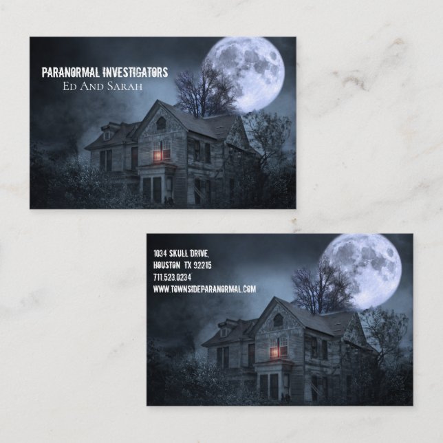 Paranormal Investigator Spuk House Fullmoon Visitenkarte (Vorne/Hinten)