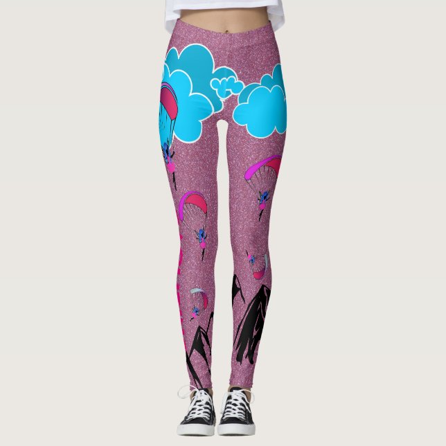 Parapentisme rose de la poussière de lutin legging (Devant)