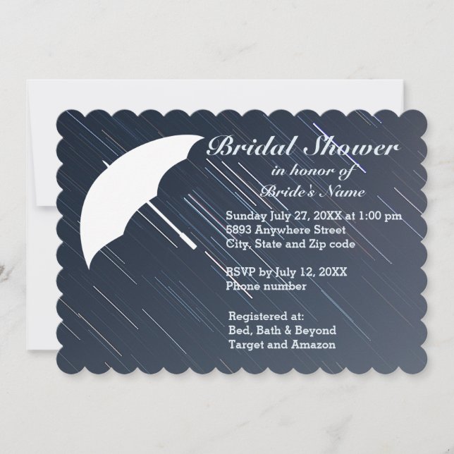 Parapluie et pluie Invitation de la douche nuptial (Devant)