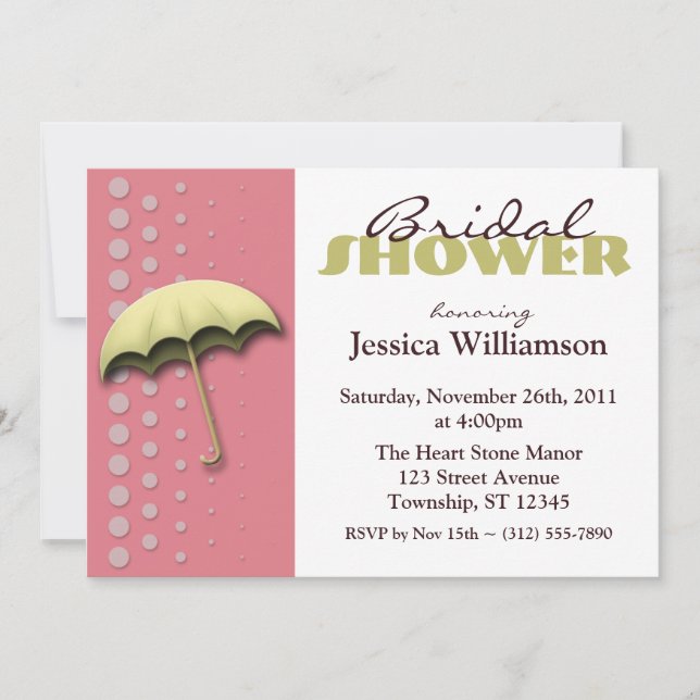 Parapluie Invitations de douche nuptiale rose et j (Devant)