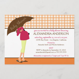 Parapluie Maman En vichy Baby shower Invitation (o