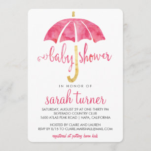 Parapluie rose Fille bébé Douche Invitations