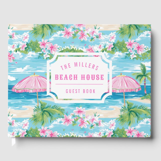 Parapluie rose Preppy | Livre d'invité de Beach Ho (Recto)