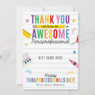 Paraprofessional Appreciation Day Gift Card Holder Einladung