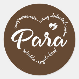 Paraprofessional Heart Para Teacher Assistentin Runder Aufkleber