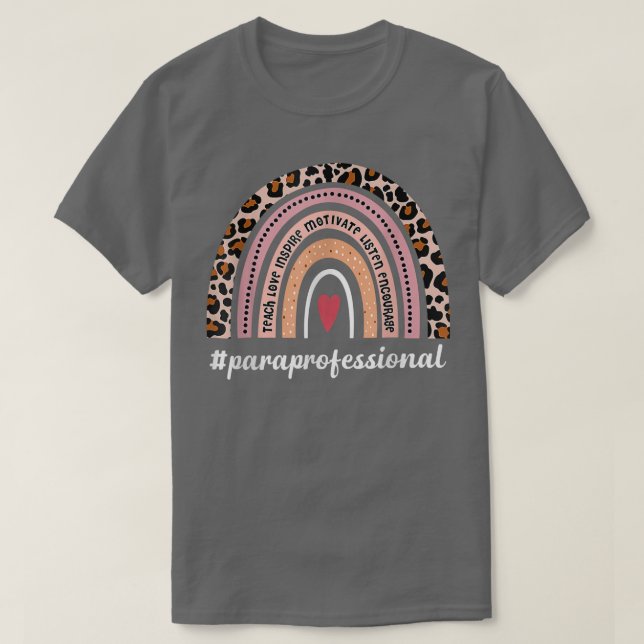 Paraprofessional Life Boho Leopard Regenbogen Zurü T-Shirt (Design vorne)