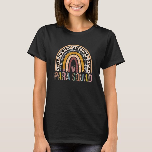 Paraprofessional Para Squad leopard Rainbow Teache T-Shirt (Vorderseite)