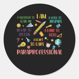 Paraprofessional Teachers Paraeducat Herz to Care Runder Aufkleber