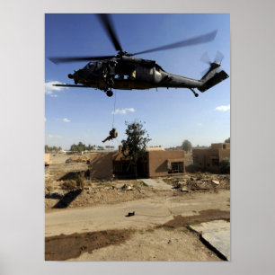 Parareskueman-Rappel aus einem HH-60 2 Poster