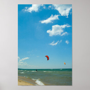 Parasailing, Lake Michigan Poster