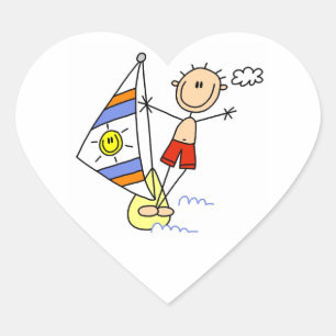 Parasailing-Strichmännchen Herz-Aufkleber