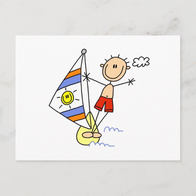 Parasailing-Strichmännchen Postkarte (Vorderseite)