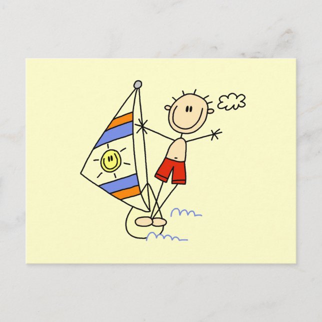 Parasailing-Strichmännchen Postkarte (Vorderseite)