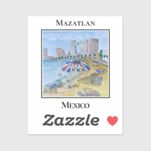 Parasailing über der Skyline von Mazatlan Aufkleber