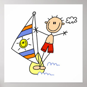 Parasailings-Strichmännchen Poster