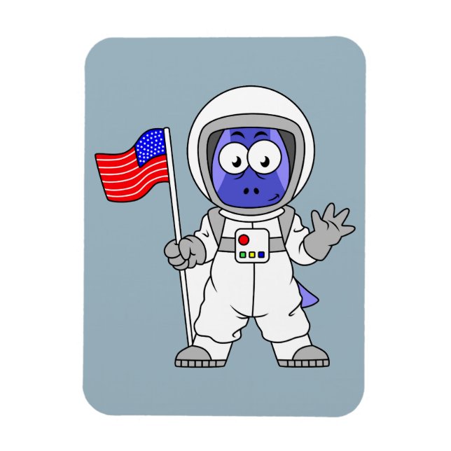 Parasaurolophus Astronautin mit amerikanischer Fla Magnet (Vertikal)
