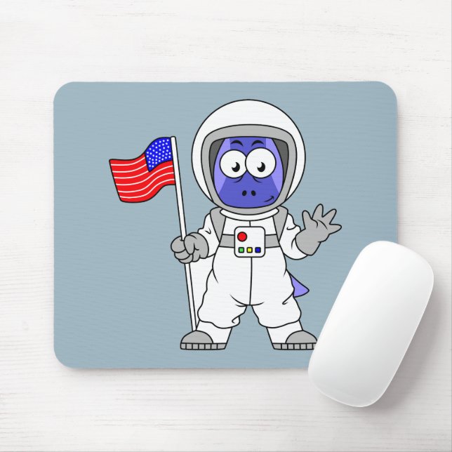 Parasaurolophus Astronautin mit amerikanischer Fla Mousepad (Mit Mouse)