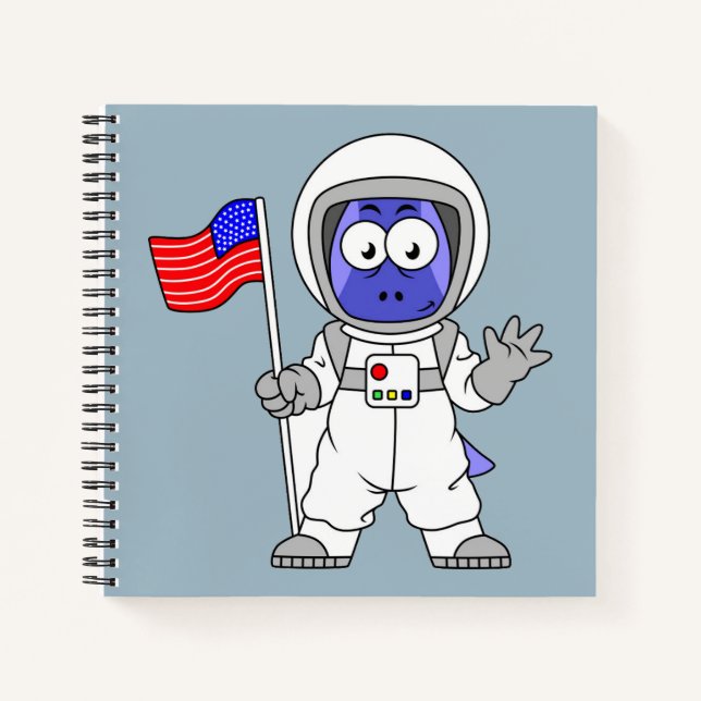Parasaurolophus Astronautin mit amerikanischer Fla Notizbuch (Vorderseite)