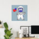 Parasaurolophus Astronautin mit amerikanischer Fla Poster (Home Office)