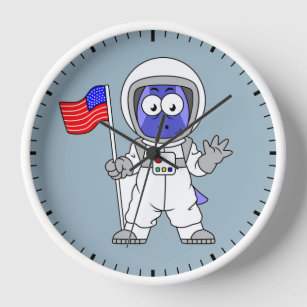Parasaurolophus Astronautin mit amerikanischer Fla Uhr