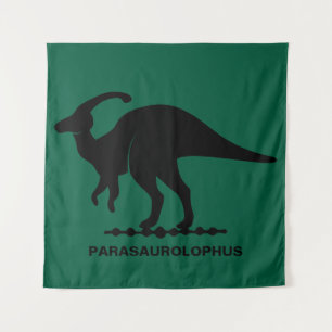 Parasaurolophus-Dinosaur-Silhouette-Teppich Wandteppich