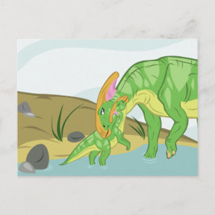 Parasaurolophus Mama und Baby Postkarte