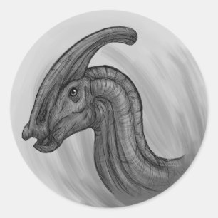 Parasaurolophus Sketch Runder Aufkleber