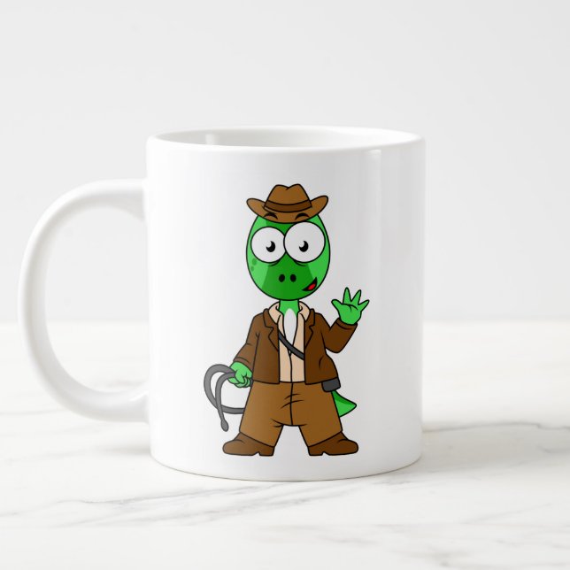 Parasaurolophus, verkleidet als Indiana Jones. Jumbo-Tasse (Links)