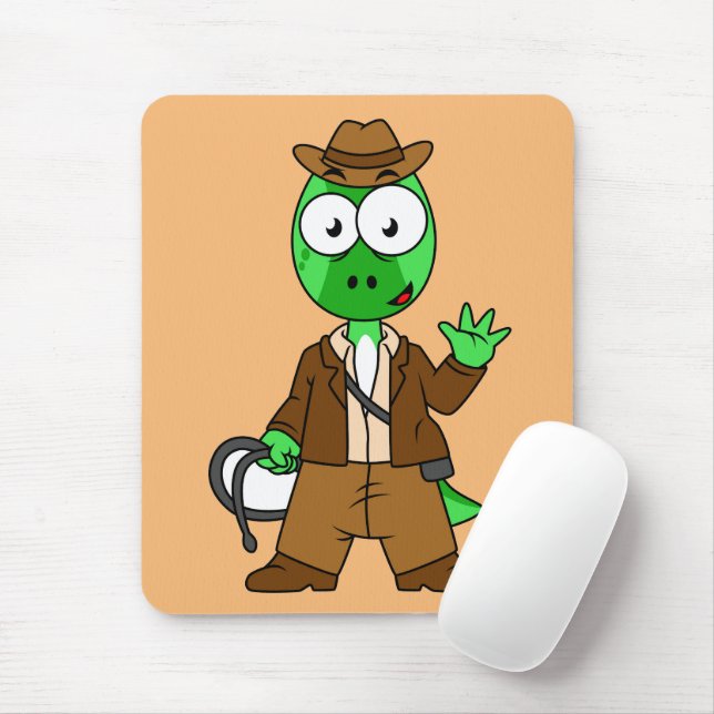 Parasaurolophus, verkleidet als Indiana Jones. Mousepad (Mit Mouse)