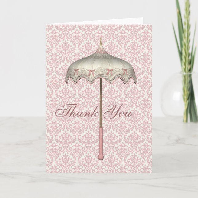 Parasol rose vintage Parapluie Merci Cartes (Devant)