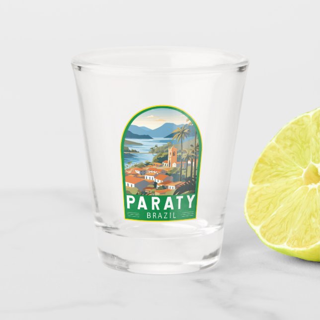 Paraty Brazil Travel Art Vintag Schnapsglas (Vorderseite)