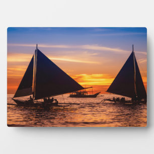 Paraw Sailing bei Sonnenuntergang  Phillipine Fotoplatte