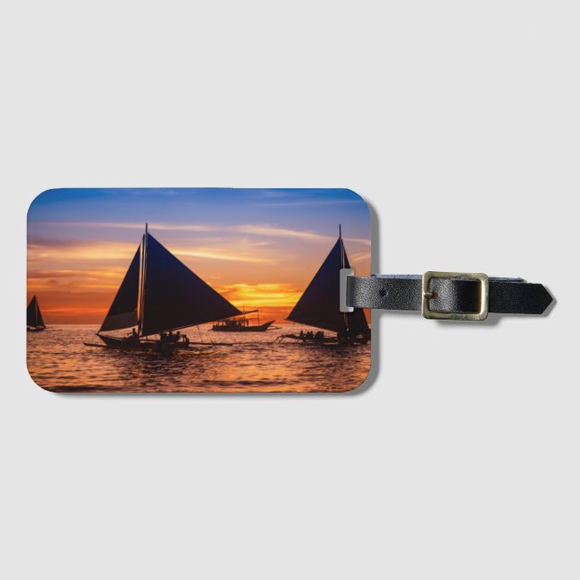Paraw Segeln am Sonnenuntergang |Philippines Gepäckanhänger (Vorderseite (Horizontal))