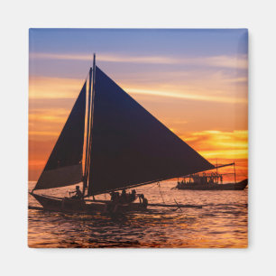 Paraw Segeln am Sonnenuntergang Philippines Magnet