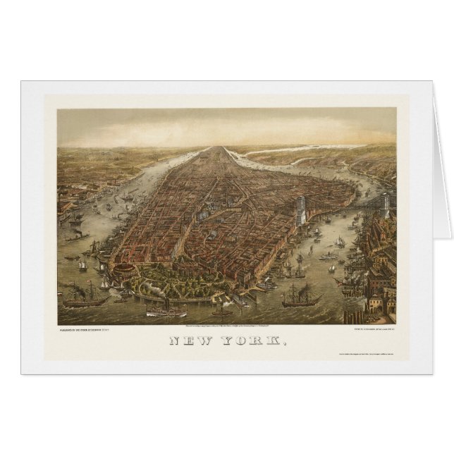 Parc de batterie, carte panoramique de NY - 1873 (Devant horizontal)