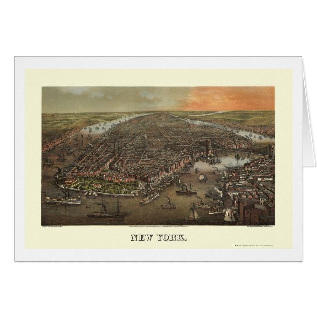Parc de batterie, carte panoramique de NY - 1873 (Devant horizontal)