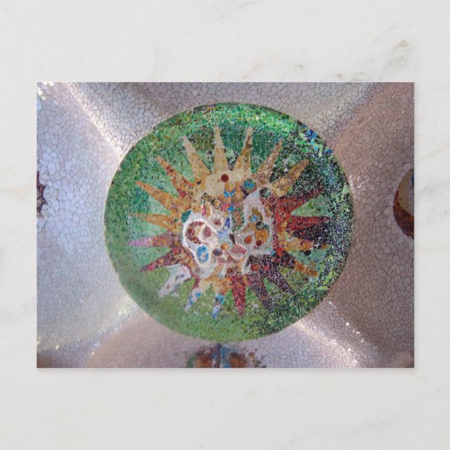 Parc Guell Green Mosaic Postkarte (Vorderseite)