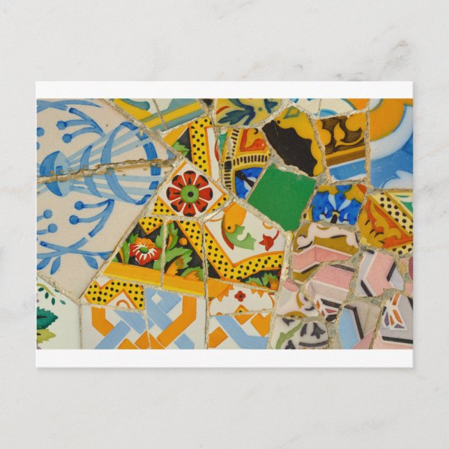 Parc Guell Yellow Keramik Tiles in Barcelona Spani Postkarte (Vorderseite)