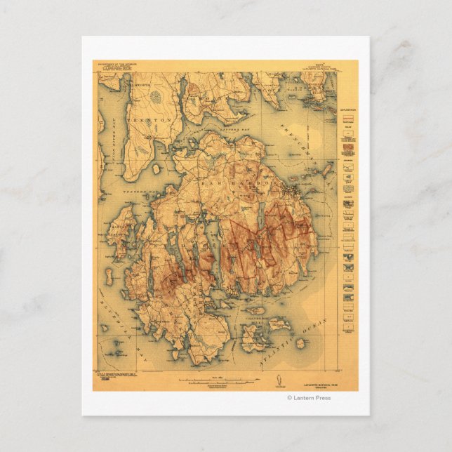 Parc national de Lafayette Carte panoramique (Devant)