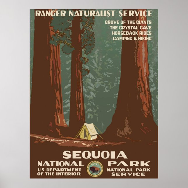Parc national de Sequoia - Poster vintage WPA (Devant)