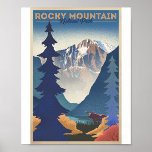 Parc national des Rocheuses Litho Poster d'oeuvres