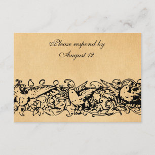 Parchemin vintage RSVP avec des enveloppes