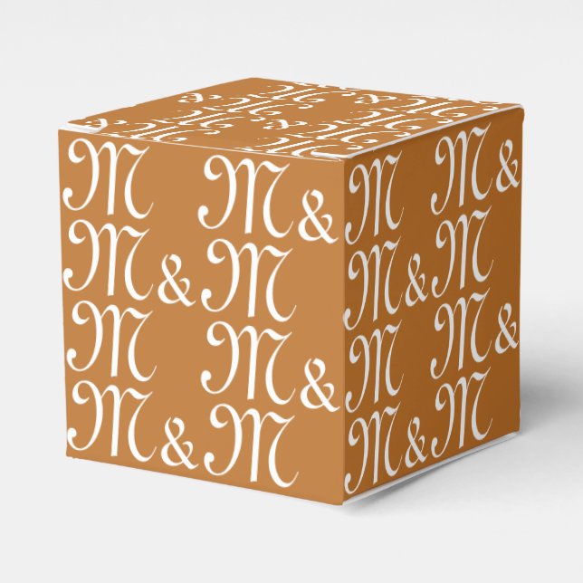 Pärchen-Initials-Monogramm Brown-Bronze anpassen Geschenkschachtel (Vorderseite)