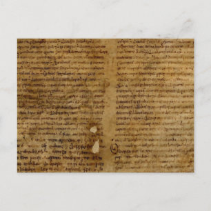 Parchment text with antique writing, old paper postkarte