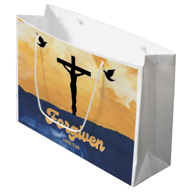 "Pardonné" Luke 7:48 Sac cadeau brillant (Devant Angle)