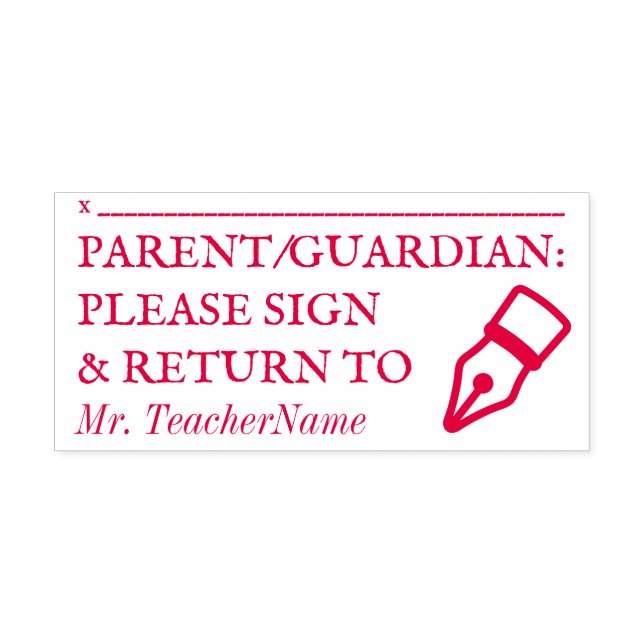 "PARENT/GUARDIAN: BITTE UNTERZEICHNEN UND ZURÜCKKE PERMASTEMPEL (Design)