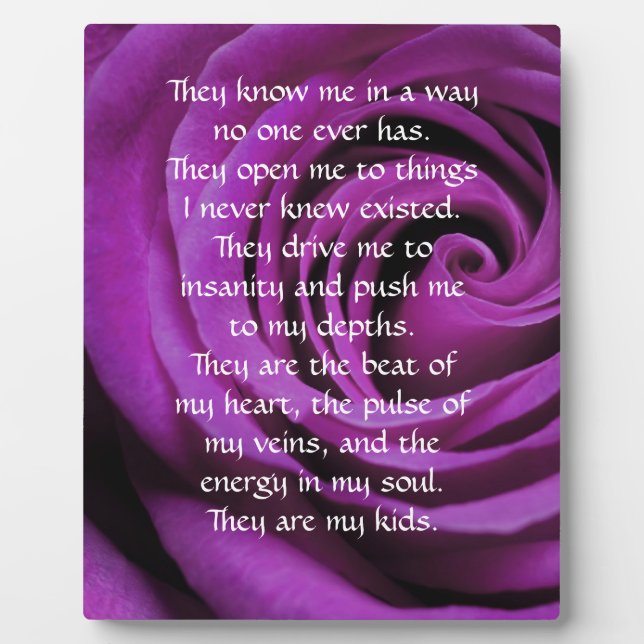 Parent Plaque mit Gedicht Fotoplatte (Vorderseite)