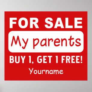 PARENTS POUR LA VENTE affiche personnalisée